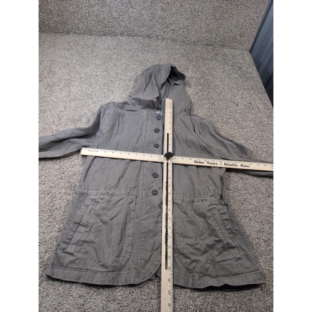 Carbon 2 Cobalt Womens Linen Cotton Hooded Jacket Taupe Grey Drawstring XS - Picture 3 of 7